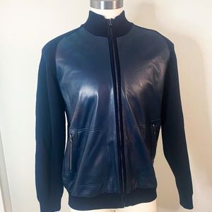 NEIMAN MARCUS Navy leather jacket